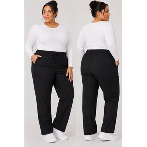 NWT Natural Uniforms 2032 Scrub Pants Women's XL Black Drawstring Elastic Waist